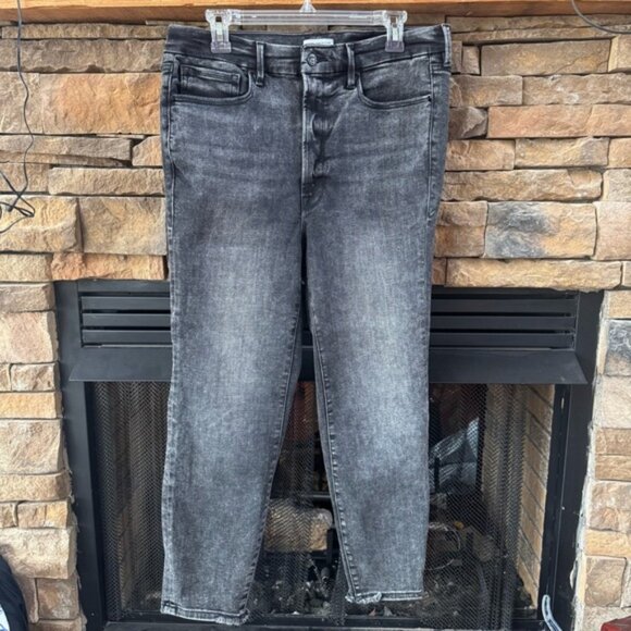 GOOD AMERICAN Good Legs faded black jeans stretch high rise straight 16 - Picture 1 of 8
